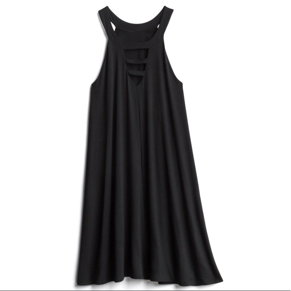 Neckline detail midi black dress🖤